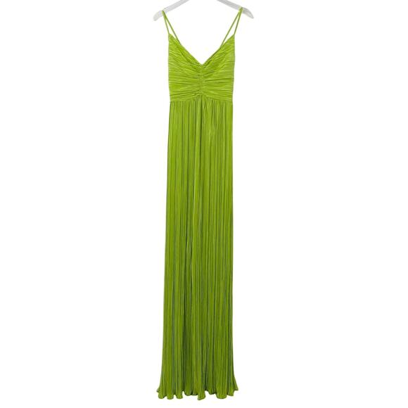 Shein Lime Green Satin Long Flowy Strappy Maxi Dress Medium - Picture 7 of 13